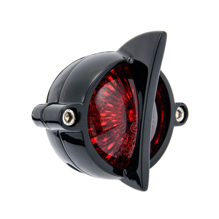 Schwarzes Alu LED Motorrad Rücklicht im Fishtail Chopper Retro Style E ...